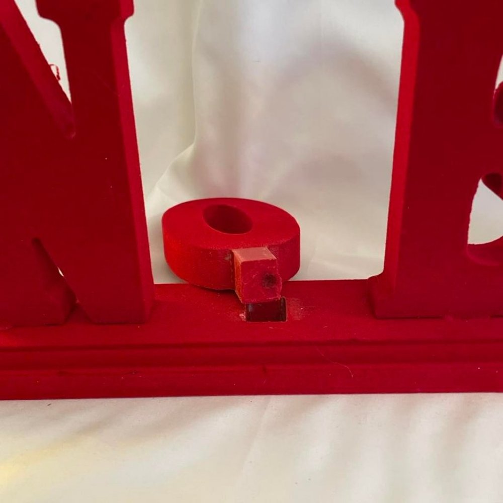 NOEL Mantle Piece Centerpiece Christmas Decor Crushed Velvet Red - Picture 5 of 11